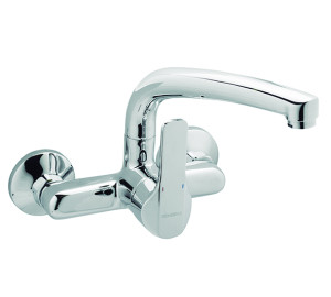 Grifo de cocina monomando mural 15 cm, caño corto Cromado K8